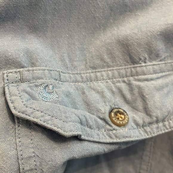 Carhartt Men's Relaxed Fit Midweight Chambray Short-Sleeve Shirt small blue - Picture 6 of 8